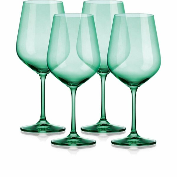 Homeroots Translucent Large Wine Glasses, Pale Green - Set of 4 485154